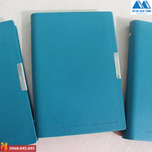 Sổ Bìa Da Gáy Còng In Logo