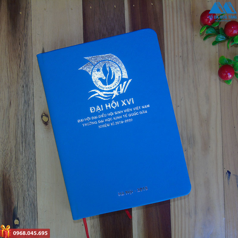 Sổ da dán gáy in logo