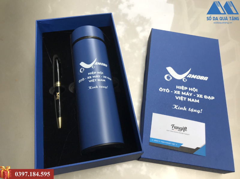 Bộ giftset quà tặng bình giữ nhiệt, bút ký in logo theo yêu cầu