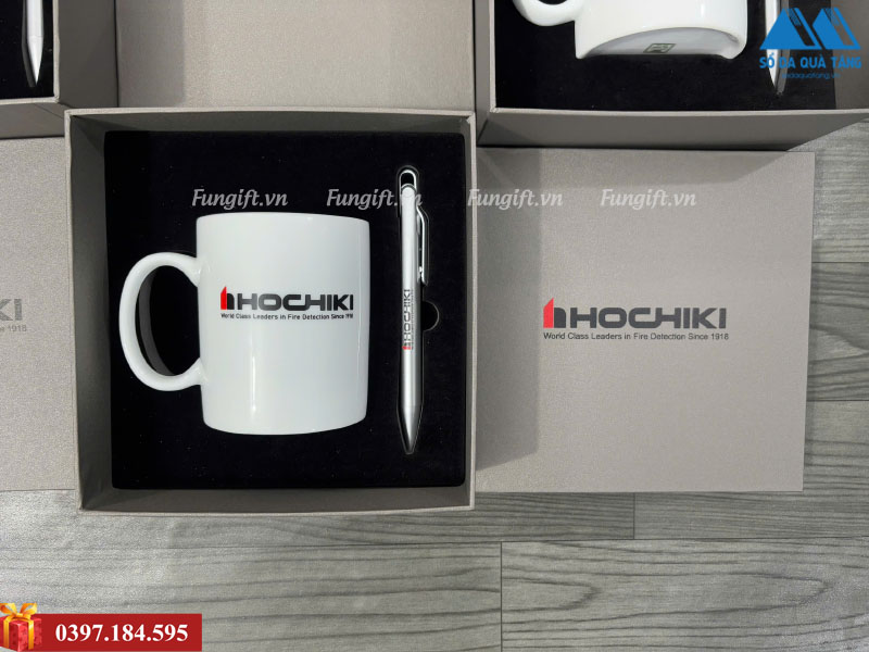 Set cốc sứ kèm bút in logo