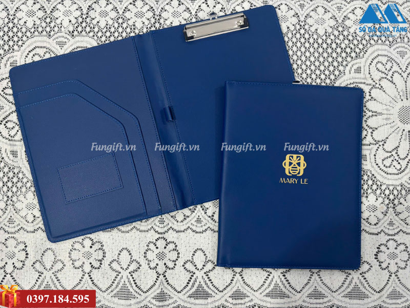 Kẹp trình ký bìa da in logo