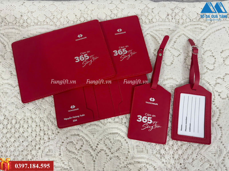 Bộ quà tặng ví đựng passport và thẻ hành lý in logo
