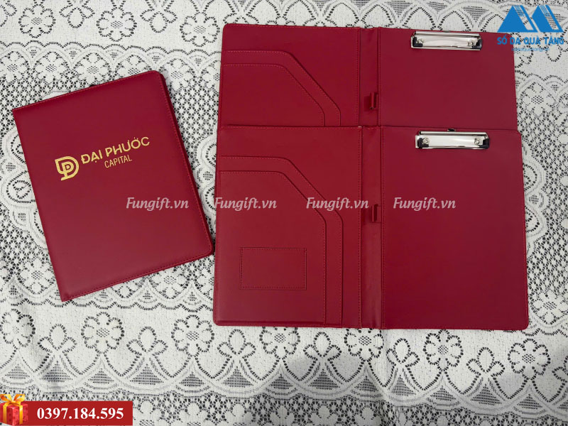 Kẹp trình ký da in logo làm quà tặng